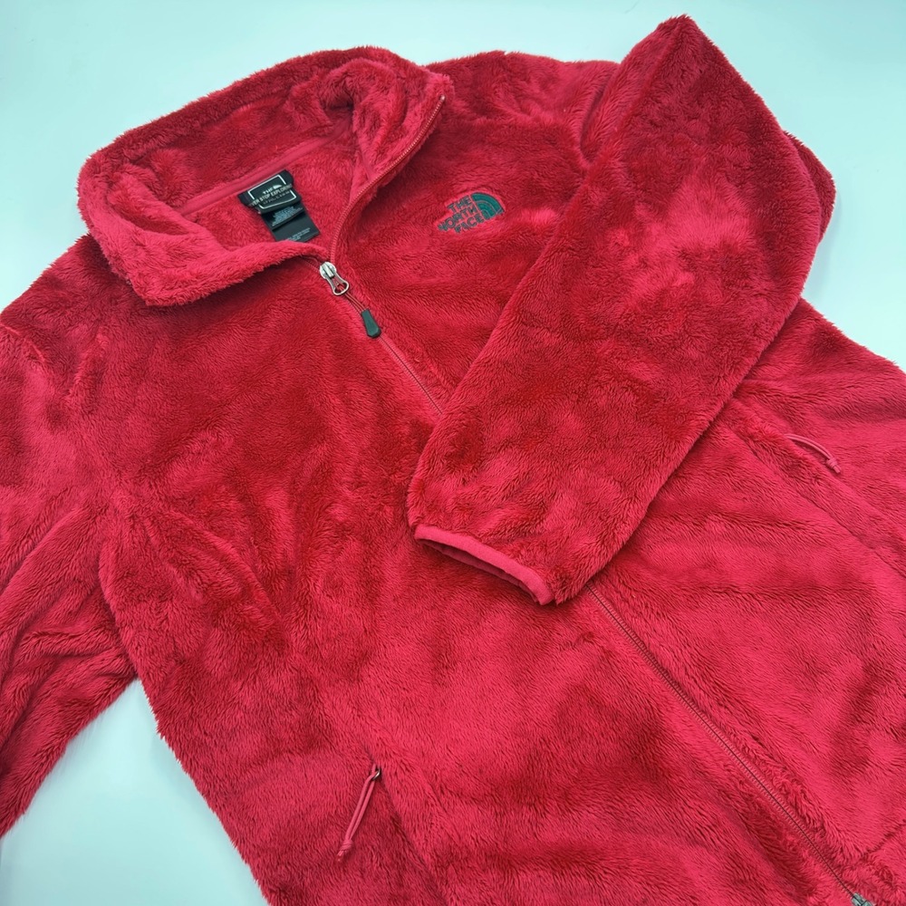 The North Face Osito 2 Fleece Jacket Womens M Red Excellent Full Zip Soft Fuzzy